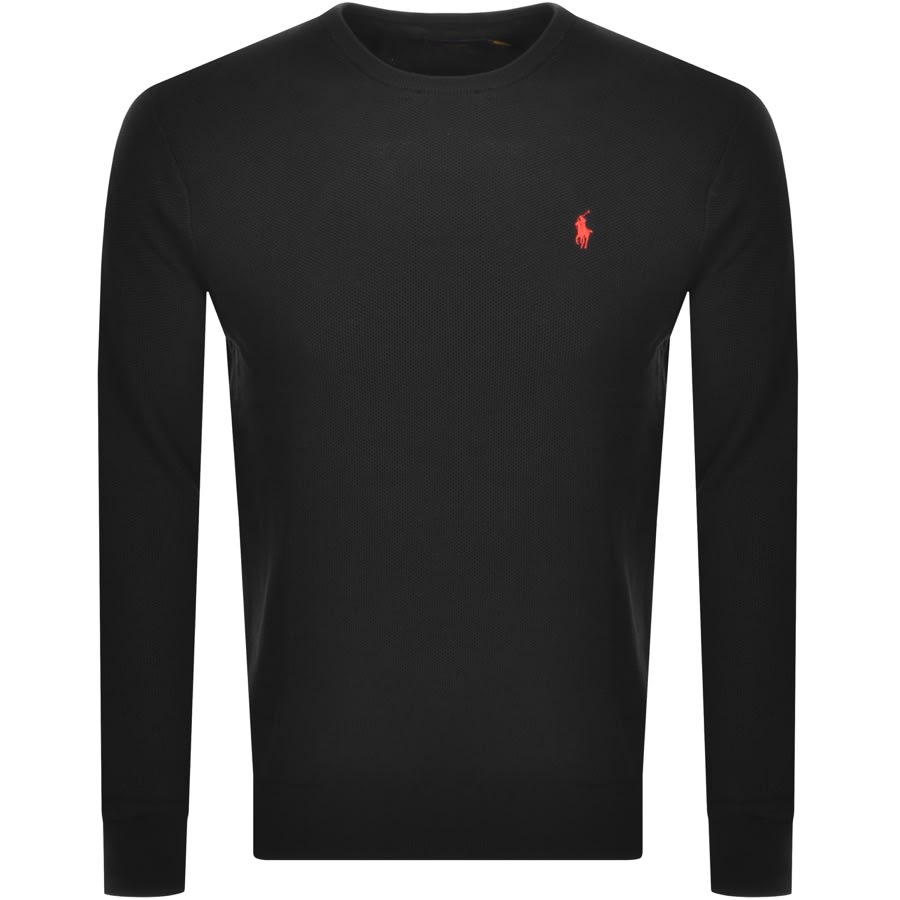 Alternative Image for ProductRalph Lauren Crew Neck Waffle Knit Jumper Black1